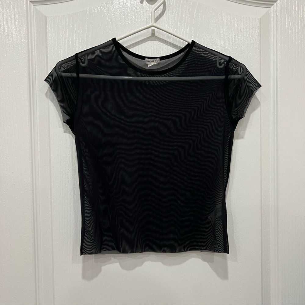 Garage Sheer Black Mesh Top